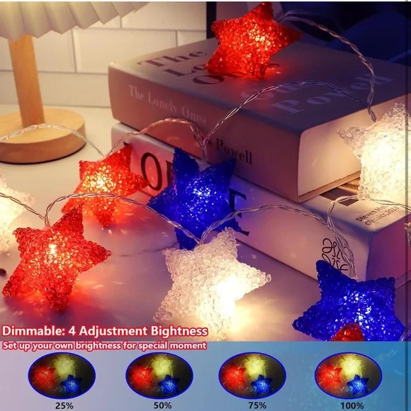 BNIB Red White and Blue Star Lights - Picture 4 of 5